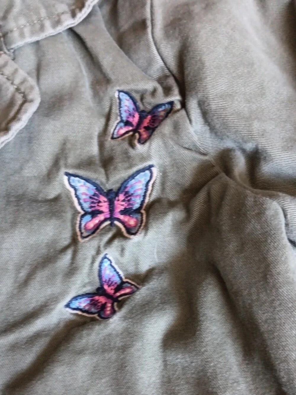 The Children's Place Olive Green Butterfly Utility Jacket Girls Size S (5-6)